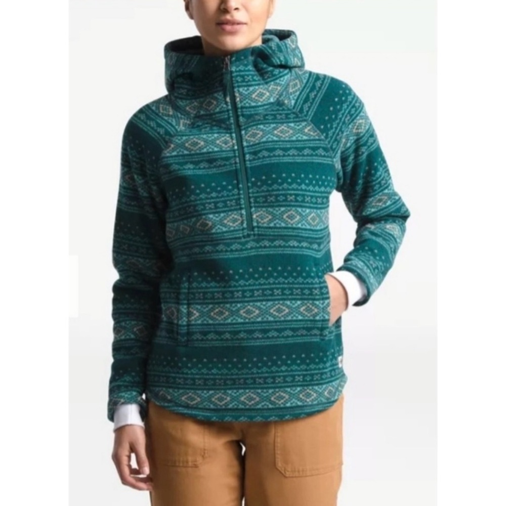 North Face Teal Fleece Hooded Pullover